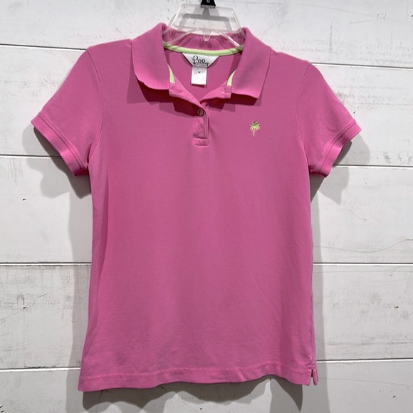 Lilly Pulitzer Tops - Lilly Pulitzer Pink Collar Polo / Golf Shirt - M